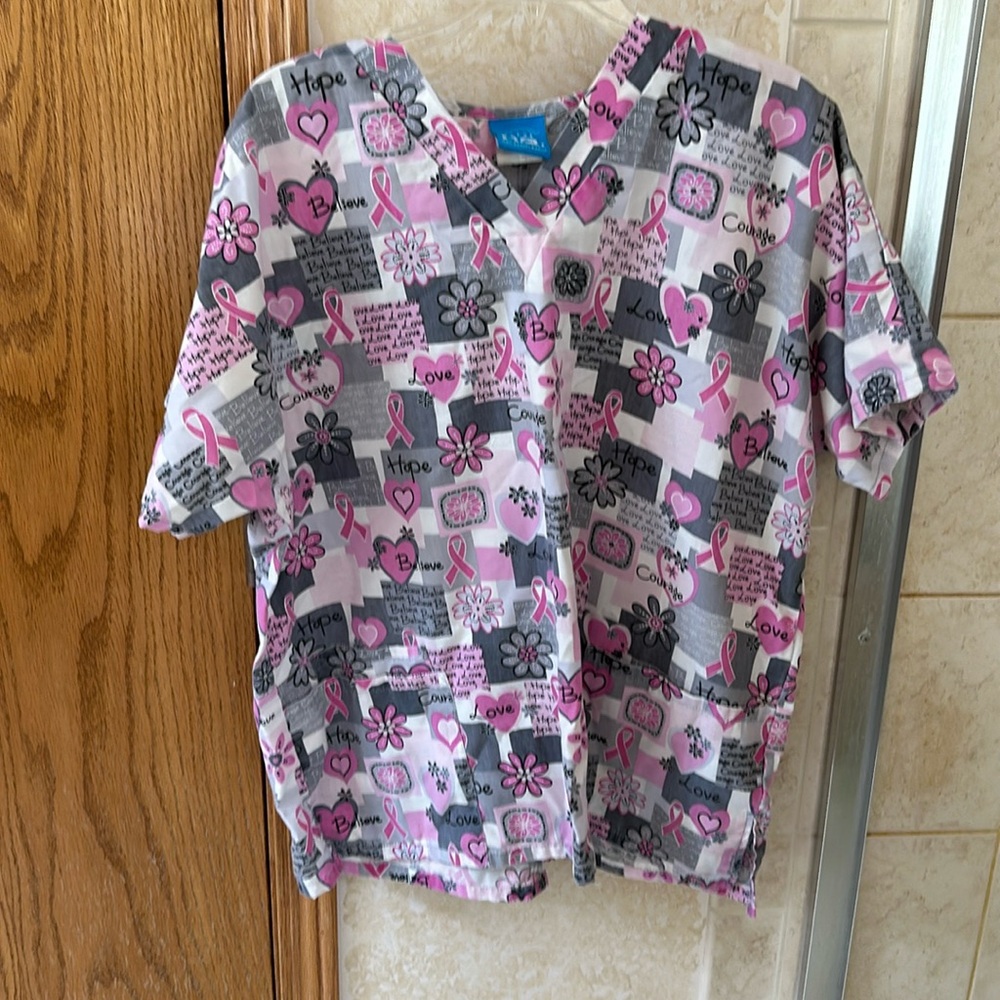 Breast cancer scrub top